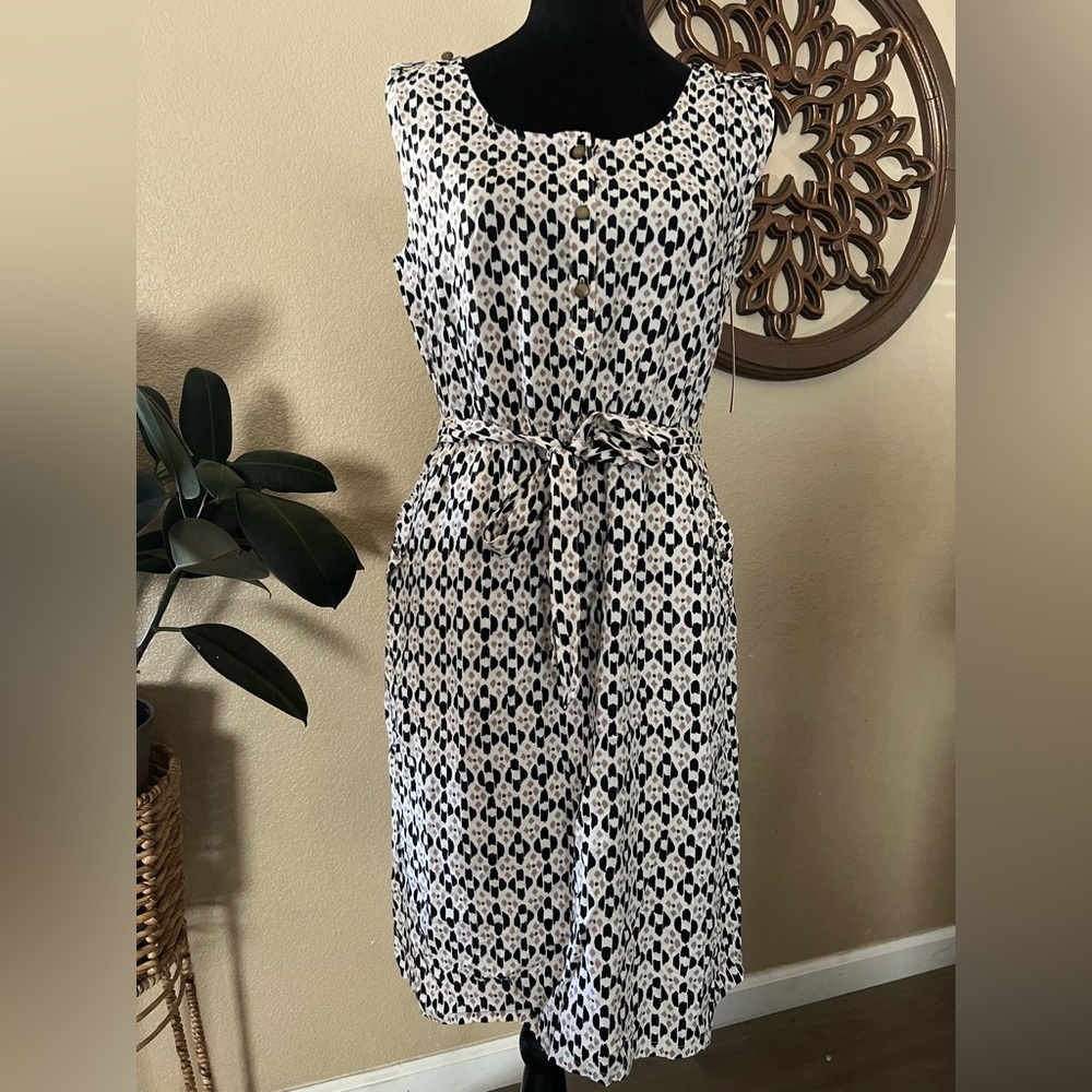 Merona Black and White Patterned Midi Dress